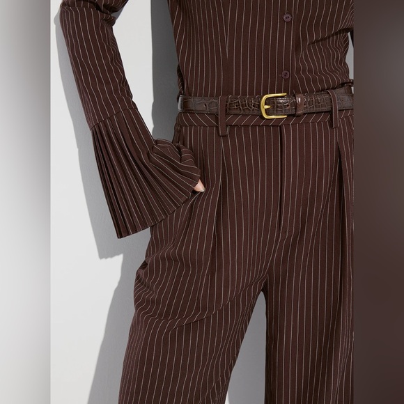 Striped Pleated Wide-Leg Pants without Belt Commense M KK3 or 10 - Picture 2 of 8